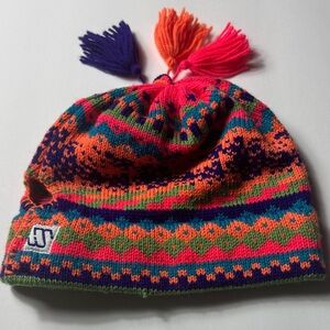 MURRAY MERKLEY Unisex Tassels Colorful Winter Ski Hat Virgin 100% Wool Vintage